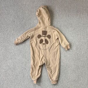 Mini Rodini Tan Panda Footie One Piece